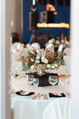 Wedding decor, interior. Festive. Banquet table