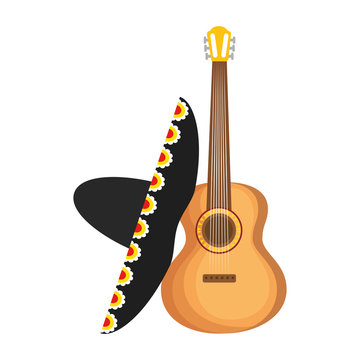 Mexican Guitarron With Mariachi Hat