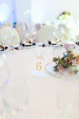 Wedding decor, interior. Festive. Banquet table