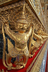Statue and external decoration in Wat Phra Kaew temple complex, Royal Palace, Bangkok, Thailand