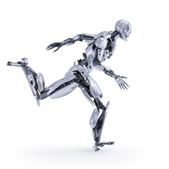 A robot jogger running. Sport fitness concept. 3D illustration