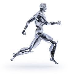 A robot jogger running. Sport fitness concept. 3D illustration