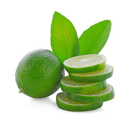slice lime fruit isolated on white background