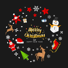 Fototapeta premium Merry Christmas with abstract Christmas tree. Merry Christmas and happy new year greeting card vector design.