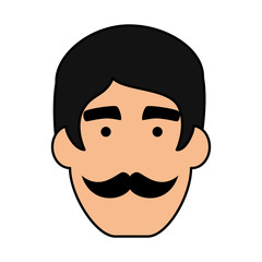 young man head with mustache avatar character