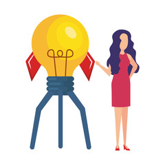 businesswoman with bulb light idea