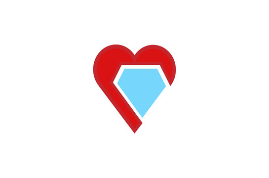creative heart diamond logo vector design illustration