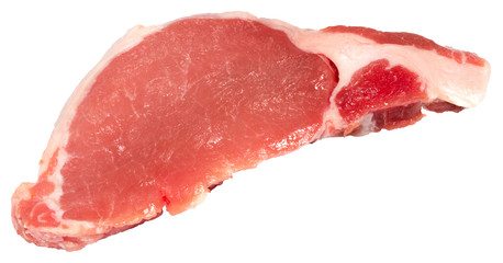 Fresh raw pork  steak isolated on white background with clipping path