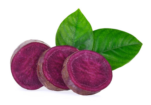 Potato Purple Sweet On White Background