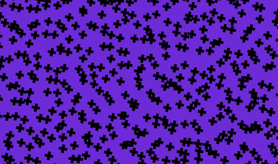 Dark purple background with crosses. Abstract pattern in minimalist style. Scalable vector graphics
