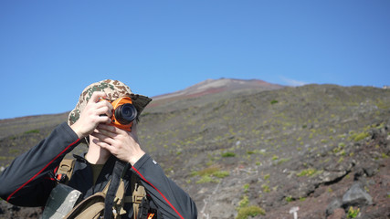 登山、写真撮影、人物