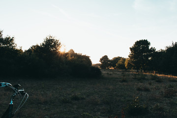 Dramatic sunrise with teal and orange colors