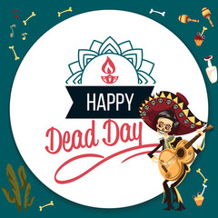 Day of the dead man skeleton poster with copyspace