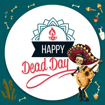 Day of the dead man skeleton poster with copyspace © anutaberg