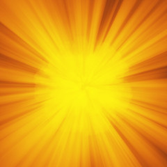Background with abstract explosion or hyperspeed warp sun God rays. Bright orange yellow light strip burst, flash ray blast. Illustration with copyspace for your text