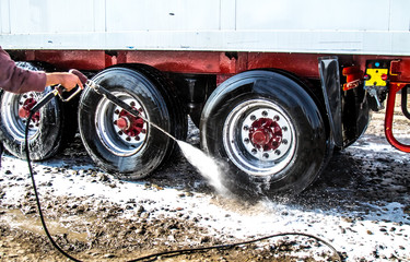 Truck washing close-up