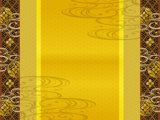 金の波と赤の和柄の背景 Poster Abstract Abstract Posters Risings