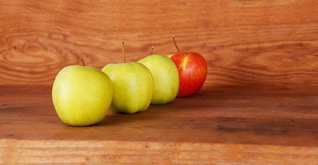 Apples line up in a row
