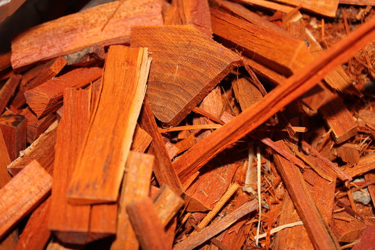 Organic Pathimukham or Sappan wood (Caesalpinia sappan) chips.  Dried wood has medicinal properties.