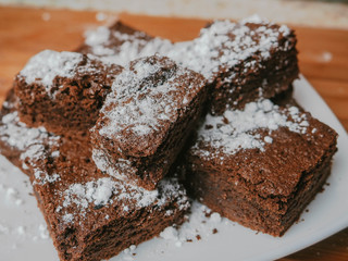 Chocolate brownie on a plate