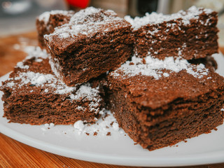 Chocolate brownie on a plate