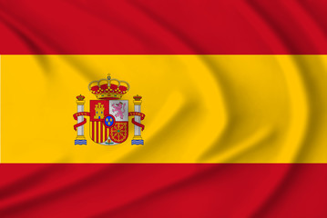 Obraz premium The Spain flag waving from the wind, proudly fluttering in the wind