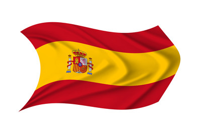 The Spain flag waving from the wind, proudly fluttering in the wind