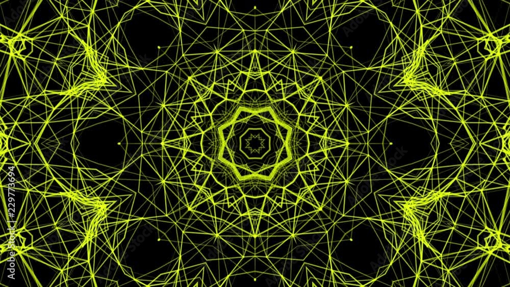 Poster yellow abstract kaleidoscope background. 3d rendering
