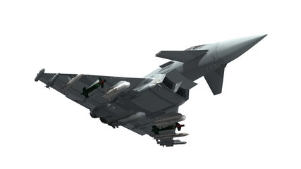 Fototapeta na wymiar military fighter jet - armed military fighter jet isolated on white background