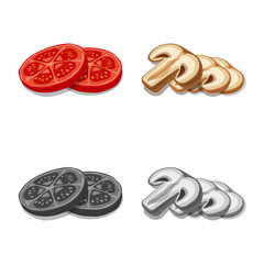 Vector illustration of burger and sandwich sign. Collection of burger and slice vector icon for stock.