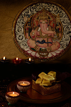 Ganesha design with Diwali sweets