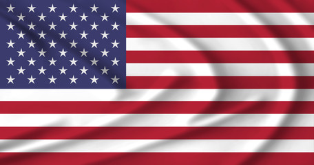 The US flag waving from the wind, proudly fluttered in the wind