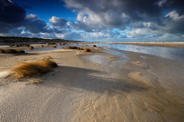 sandy North sea beach at high tide