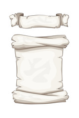 Blank cartoon banner and scroll, vector illustration