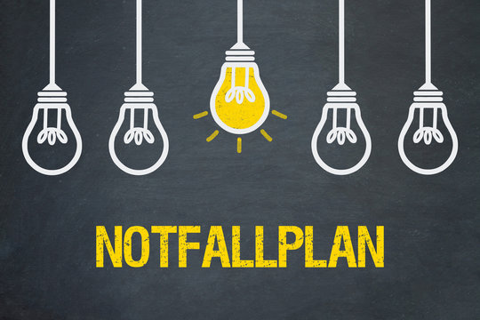 Notfallplan / Tafel mit Gl&uuml;hbirnen