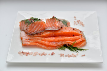 salted salmon on a plate with spices