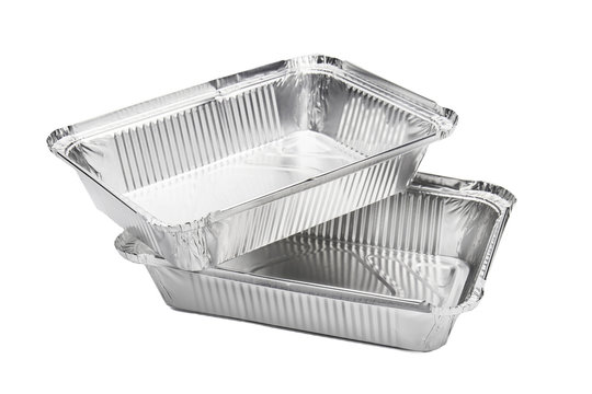 Foil food delivery container isolated over the white background