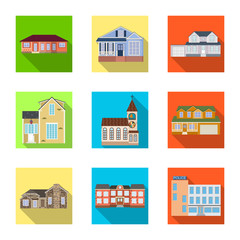 Vector design of building and front logo. Collection of building and roof stock symbol for web.
