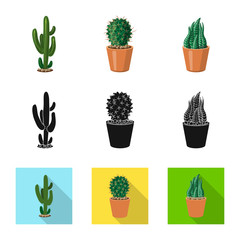 Vector illustration of cactus and pot logo. Set of cactus and cacti stock vector illustration.