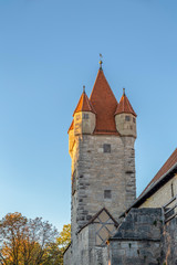 Fototapeta na wymiar watchtower at the old city wall of rothenburg ob der tauber