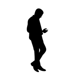 vector, on white background, silhouette man with telephone