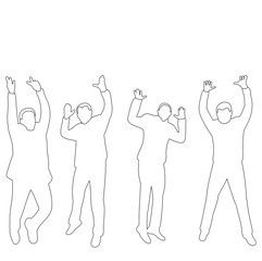 white background, sketch of man jumping, set