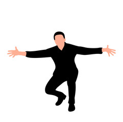 vector, on white background, silhouette man hands in hand