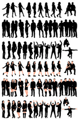 vector, on white background, set of people silhouettes