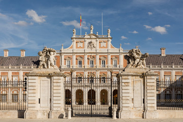 Facade of the royal palace of Aranjuez in the province of Madrid