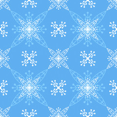 Illustrated blue seamless pattern