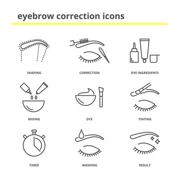 Eyebrow Correction Icons Set