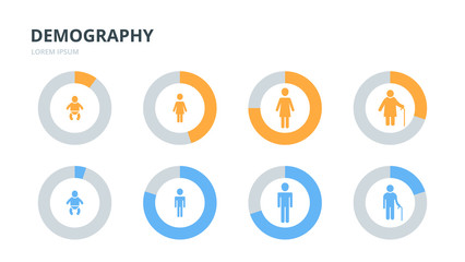 Demography population age generation infographics