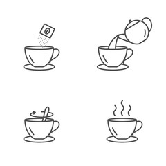 Instant coffee preparing vector icons