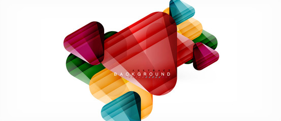 Glass triangles modern geometric composition, abstract background